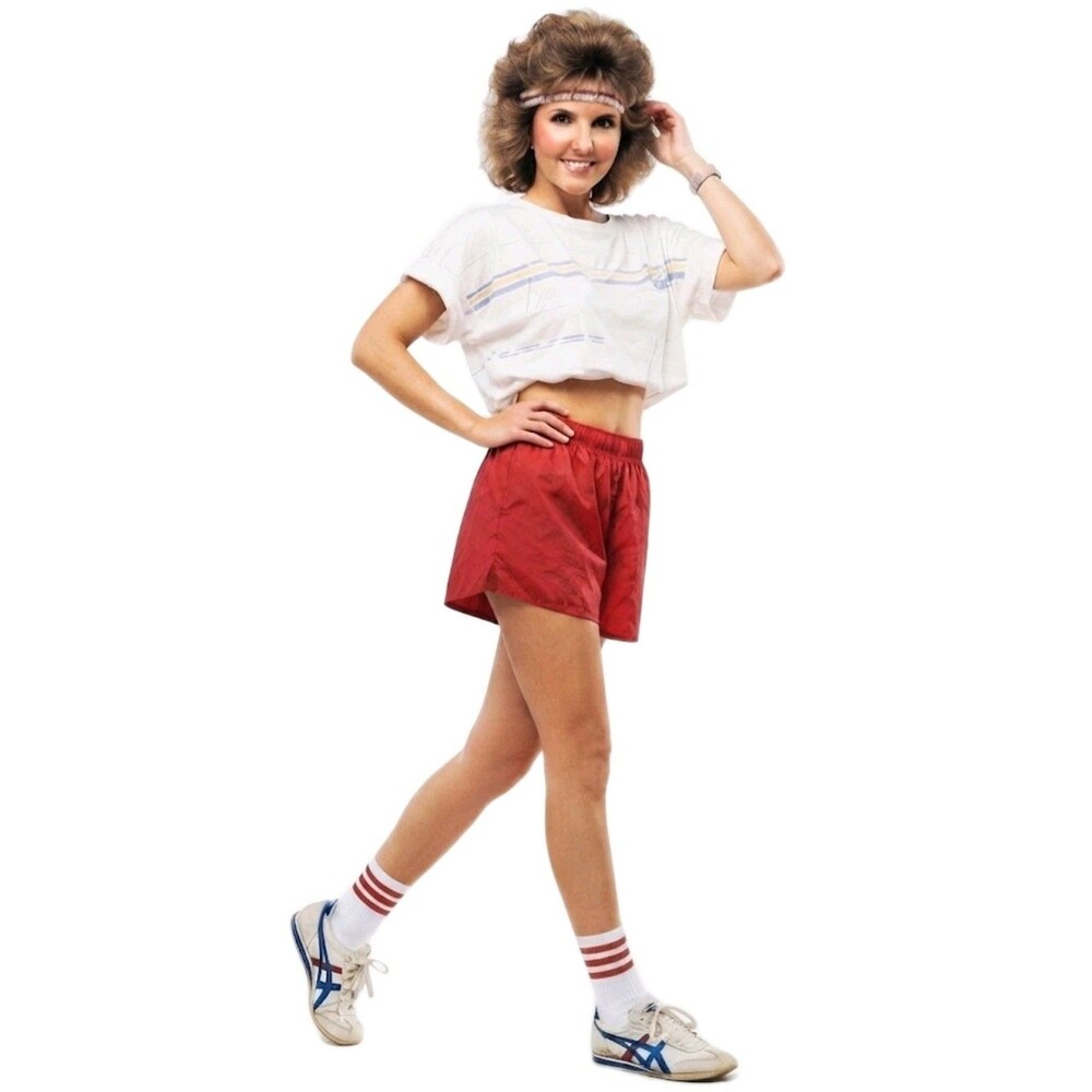 VTG Body Wrappers 80s Nylon Runnings Shorts High Waist Cherry Red Womens Size S